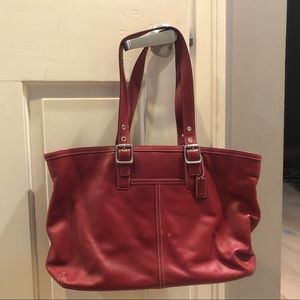 Coach Large Hampton Red Leather Tote Bag